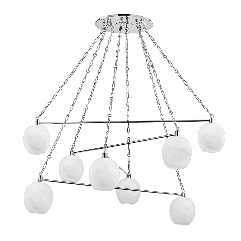 Hudson Valley 9155-PN Asbury Park Eight Light Chandelier, Polished Nickel