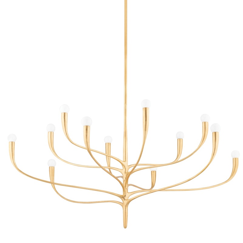 Hudson Valley 9612-VGL Labra 12 Light Chandelier, Vintage Gold Leaf