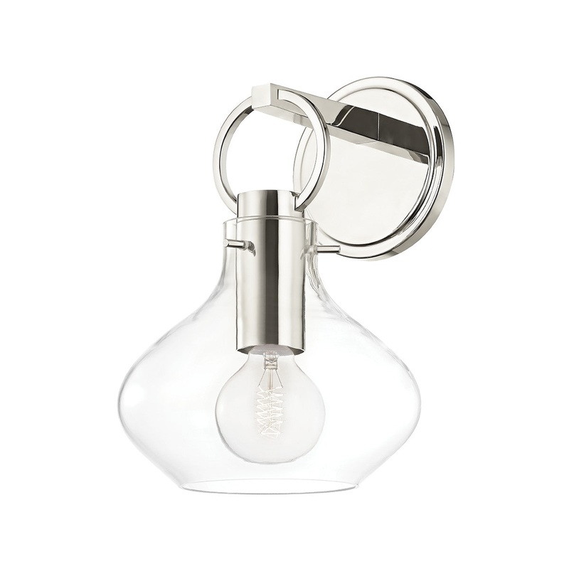Hudson Valley BKO251-PN Lina One Light Wall Sconce, Polished Nickel (Discontinued)