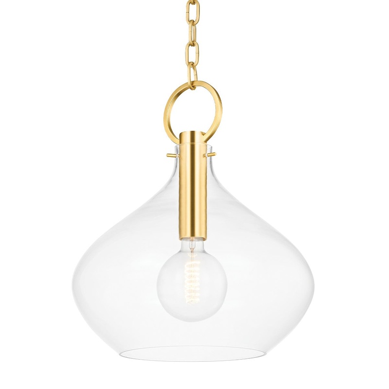 Hudson Valley BKO253-AGB Lina One Light Large Pendant, Aged Brass