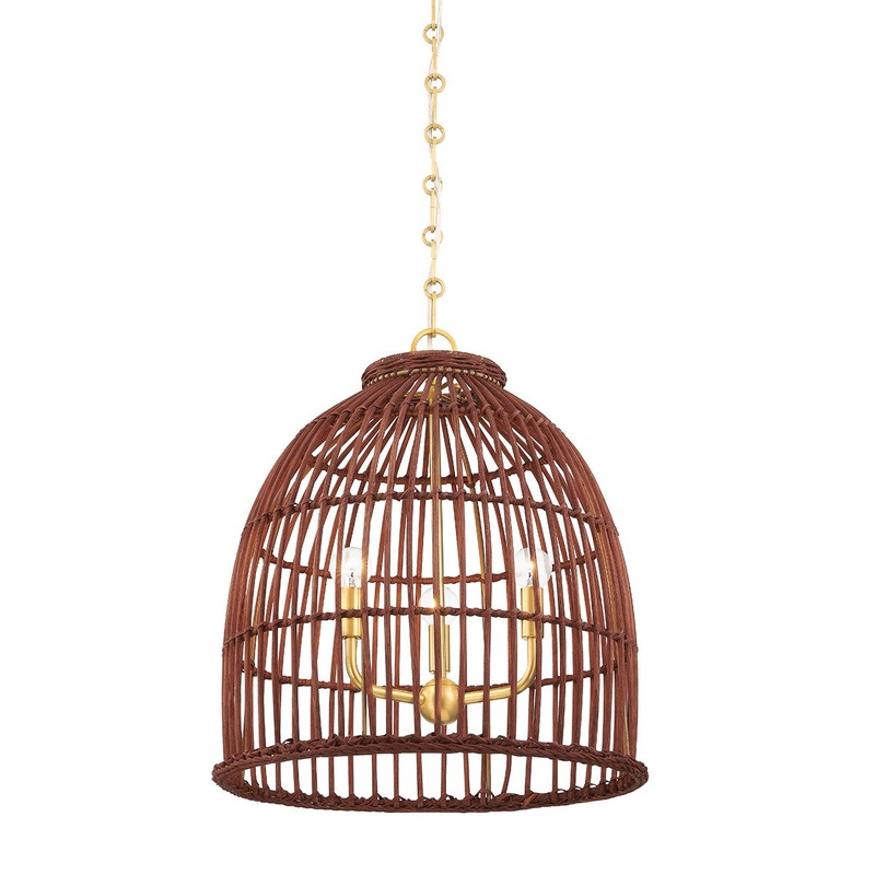 Hudson Valley BKO701-AGB Jordan Three Light Pendant, Aged Brass