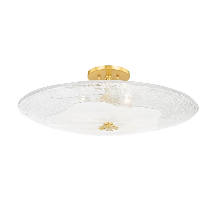 Hudson Valley KBS1742504L-AGB Lago Three Light Flush Mount, Aged Brass