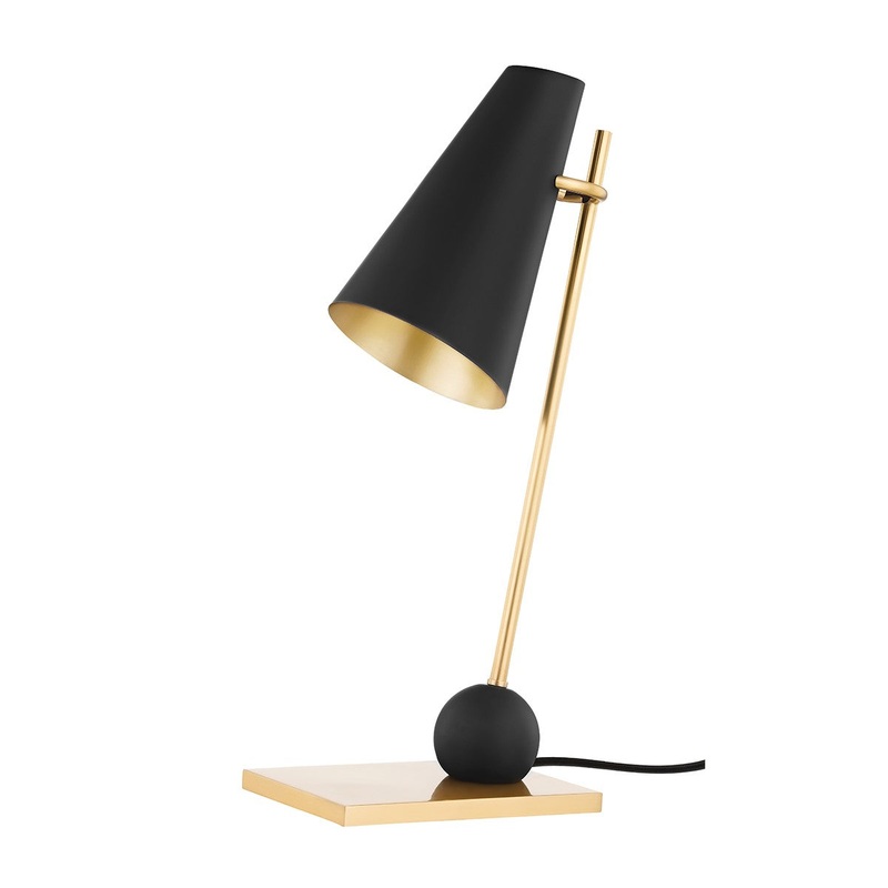 Hudson Valley KBS1745201-AGB/SBK Piton One Light Table Lamp, Aged Brass/Soft Black (Discontinued)