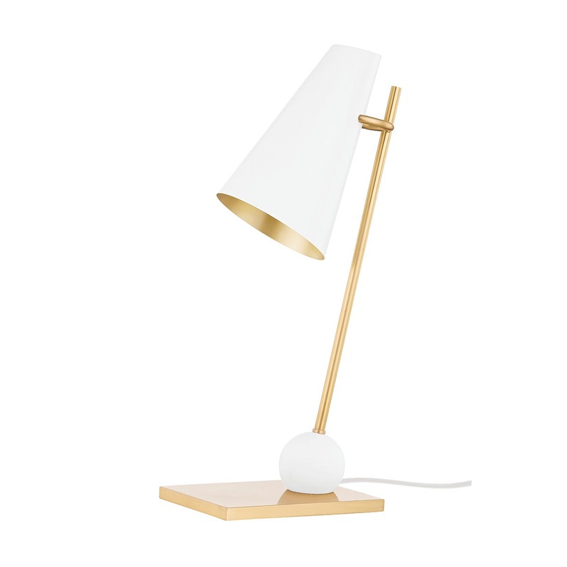 Hudson Valley KBS1745201-AGB/SWH Piton One Light Table Lamp, Aged Brass/Soft White (Discontinued)