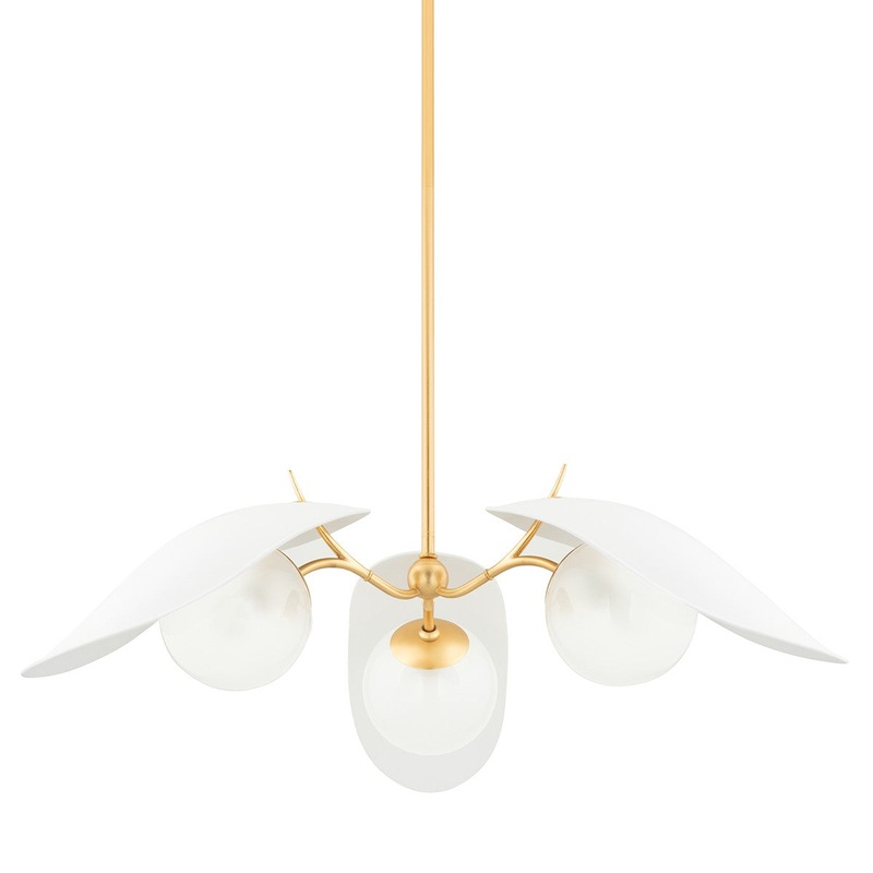 Hudson Valley KBS1749803-GL/TWH Frond Three Light Pendant, Gold Leaf/Textured On White Combo (Discontinued)