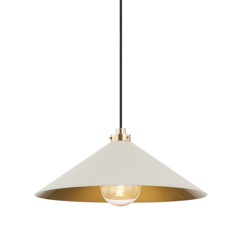 Hudson Valley MDS1402-AGB/OW Clivedon One Light Pendant, Aged Brass
