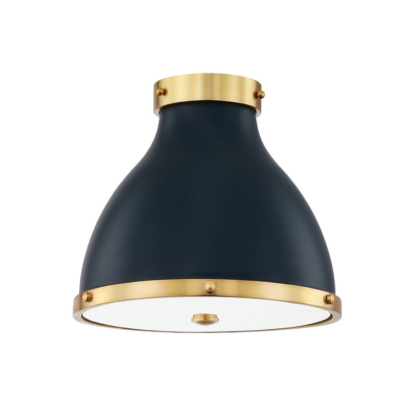 Hudson Valley MDS360-AGB/DBL Painted No. 3 Two Light Flush Mount, Aged Brass/Darkest Blue