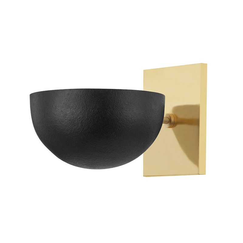 Hudson Valley MDS405-AGB/BP Wells One Light Wall Sconce, Aged Brass/Black Plaster (Discontinued)