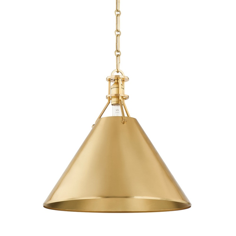 Hudson Valley MDS952-AGB Metal No. 2 One Light Pendant, Aged Brass