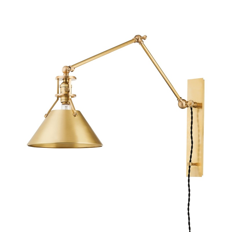 Hudson Valley MDS953-AGB Metal No. 2 One Light Portable Wall Sconce, Aged Brass