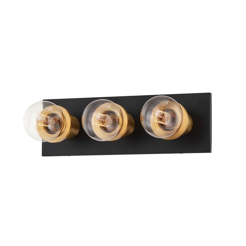 Mitzi H526303-AGB/SBK Brandi Three Light Bath & Vanity, Aged Brass/Soft Black