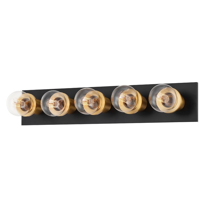 Mitzi H526305-AGB/SBK Brandi Five Light Bath & Vanity, Aged Brass/Soft Black