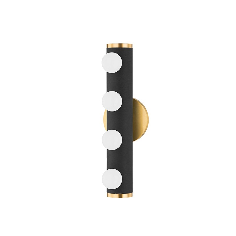 Mitzi H631304-AGB/TBK Penny Four Light Bath Bracket, Aged Brass/Textured Black Combo