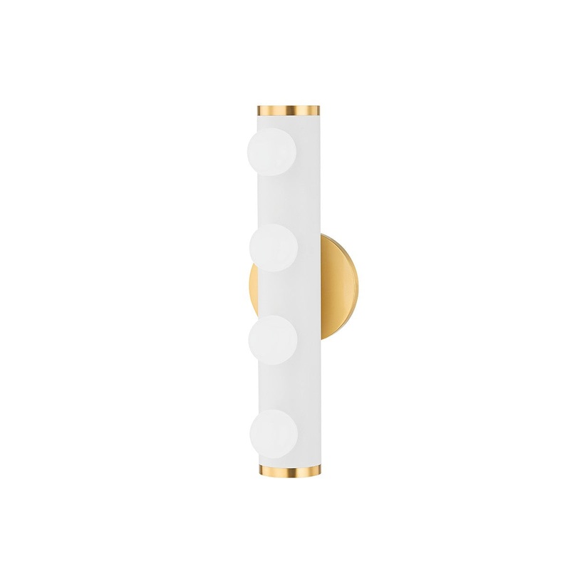 Mitzi H631304-AGB/TWH Penny Four Light Bath Bracket, Aged Brass