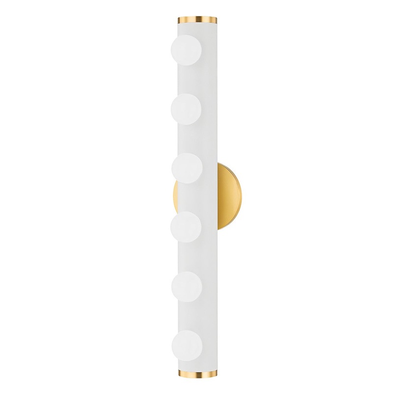 Mitzi H631306-AGB/TWH Penny Six Light Bath Bracket, Aged Brass/Textured White Combo