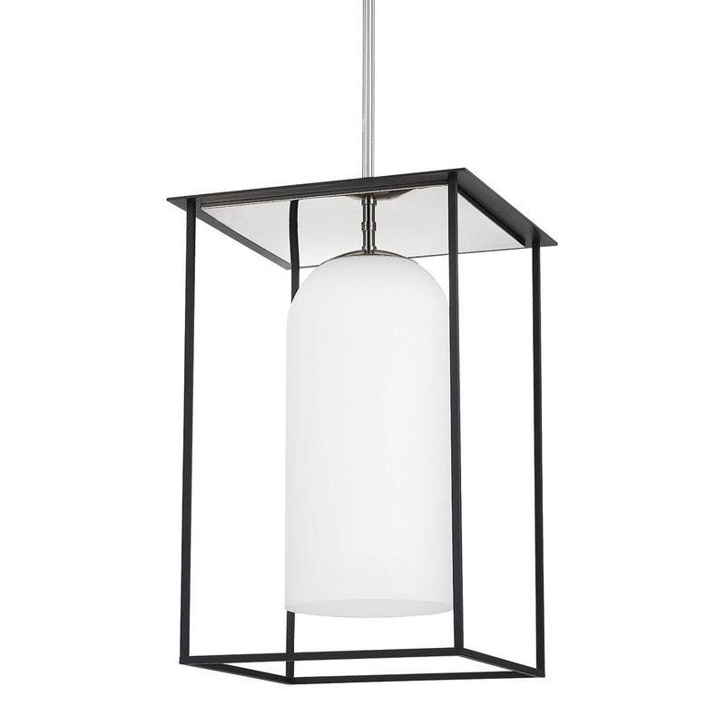 Mitzi H644701L-PN/TBK Teres One Light Pendant, Polished Nickel/Textured Black Combo