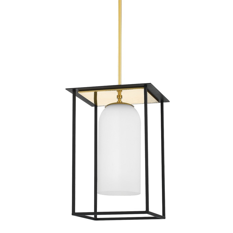 Mitzi H644701S-AGB/TBK Teres One Light Pendant, Aged Brass/Textured Black Combo