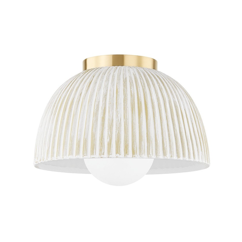 Mitzi H750501-AGB/CWW Eloise One Light Flush Mount, Aged Brass