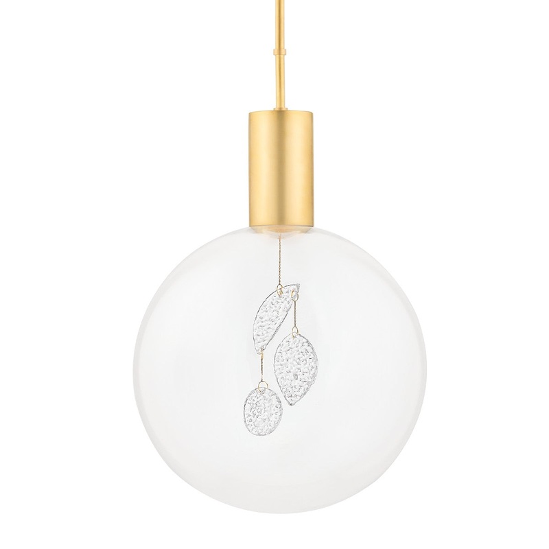 Hudson Valley KBS1875701L-AGB Gio One Light Pendant, Aged Brass (Discontinued)