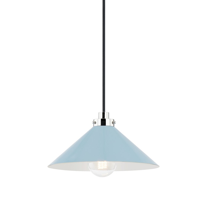 Hudson Valley MDS1401-PN/BB Clivedon One Light Pendant, Polished Nickel
