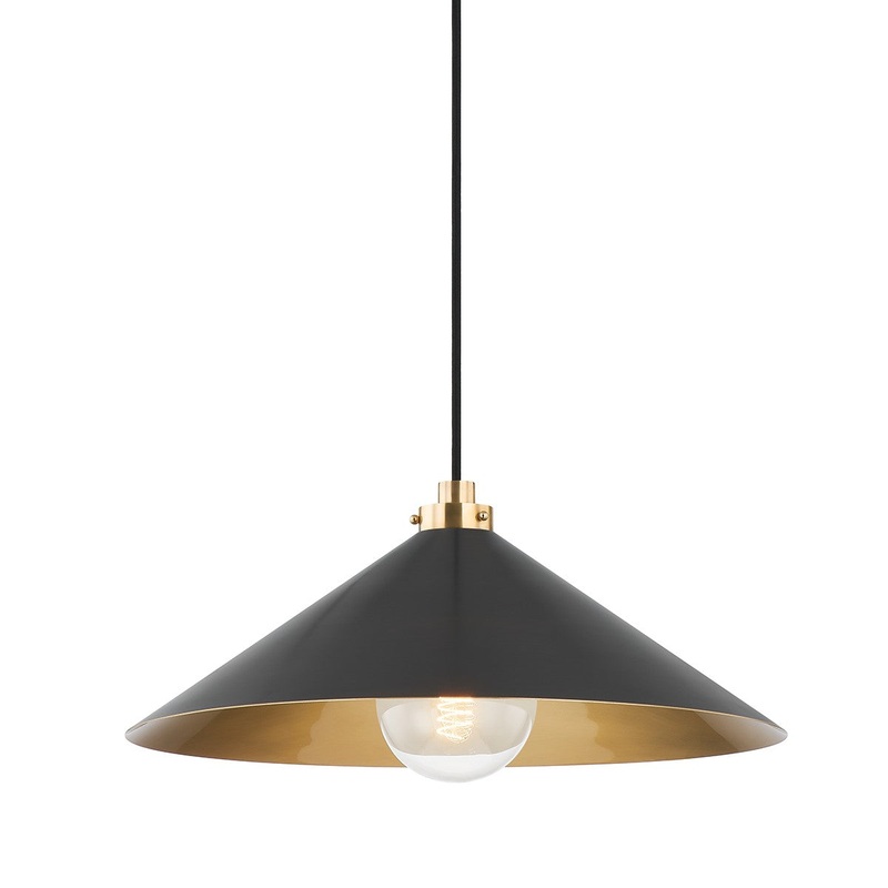 Hudson Valley MDS1402-AGB/DB Clivedon One Light Pendant, Aged Brass