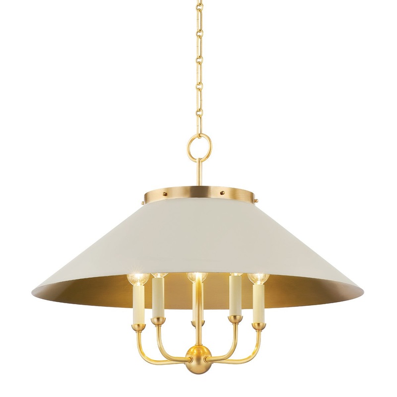 Hudson Valley MDS1403-AGB/OW Clivedon Five Light Chandelier, Aged Brass