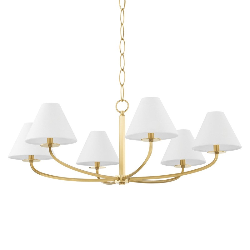 Hudson Valley BKO901-AGB Stacey Six Light Chandelier, Aged Brass