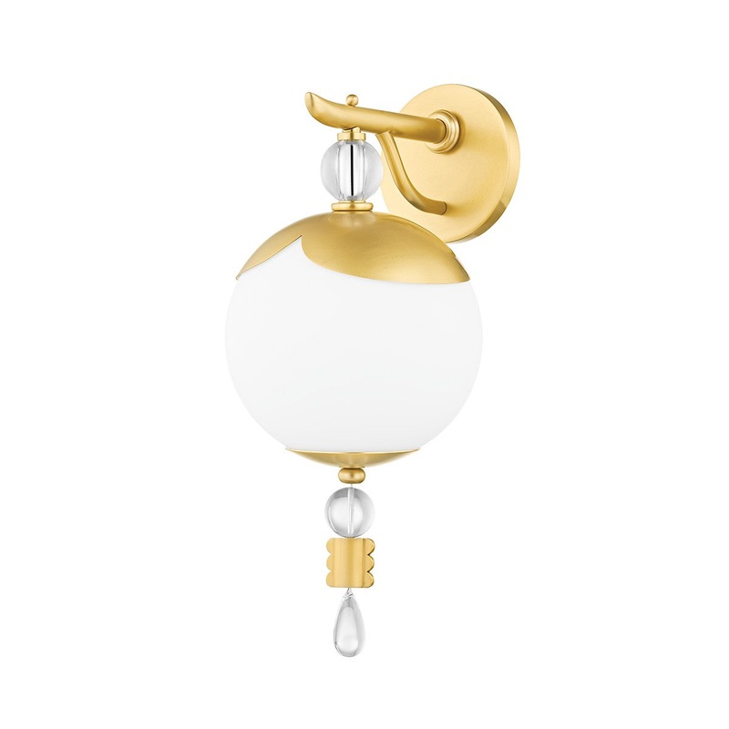 Hudson Valley KBS1748101-AGB Perla One Light Wall Sconce, Aged Brass (Discontinued)