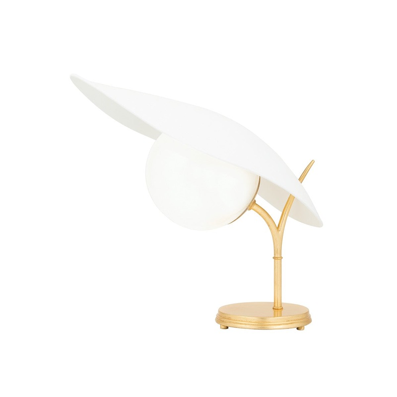 Hudson Valley KBS1749201-GL/TWH Frond One Light Table Lamp, Gold Leaf/Textured On White Combo (Discontinued)