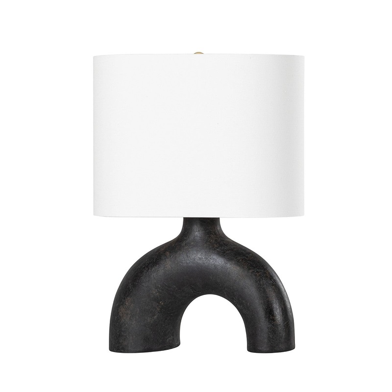Hudson Valley L1622-AGB/CEC Valhalla One Light Table Lamp, Aged Brass/Earth Charcoal Ceramic