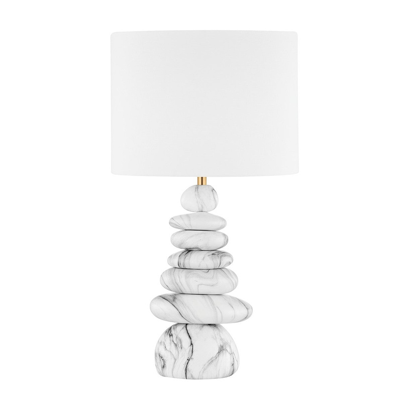 Hudson Valley L1736-AGB/CMG Fenton One Light Table Lamp, Aged Brass/Ceramic Marbled Gray