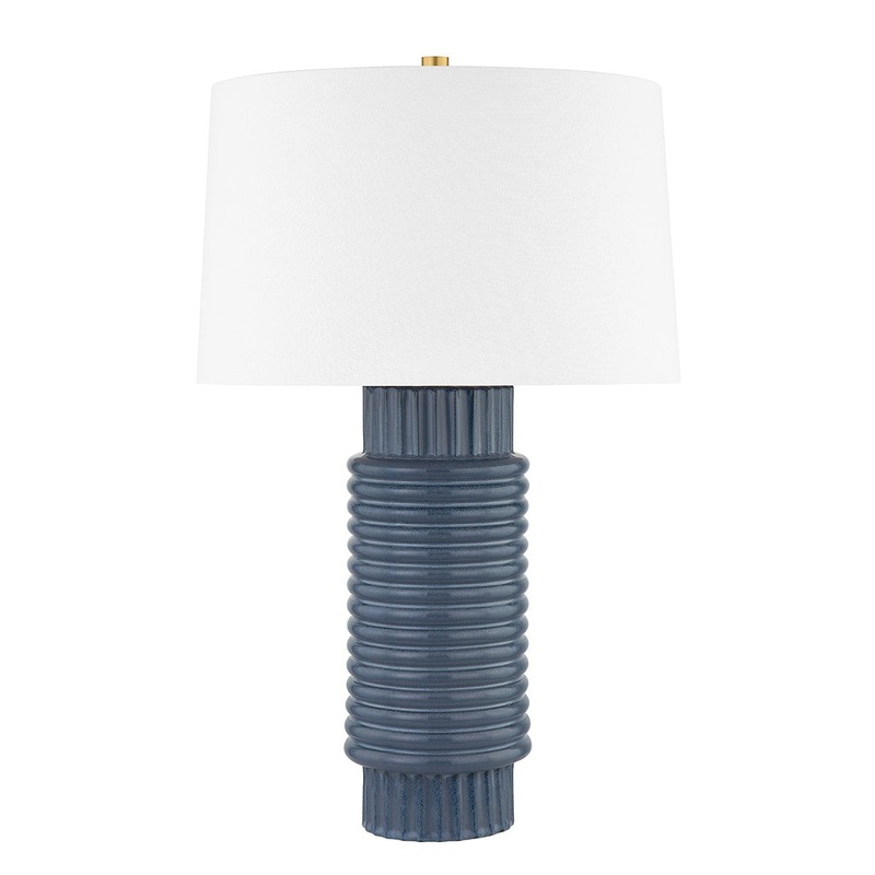 Hudson Valley L1956-AGB/CGR Broderick One Light Table Lamp, Aged Brass/Grey Blue Reactive Ceramic