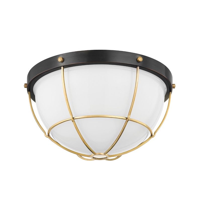 Hudson Valley MDS1501-AGB/DB Holkham Two Light Flush Mount, Aged Brass