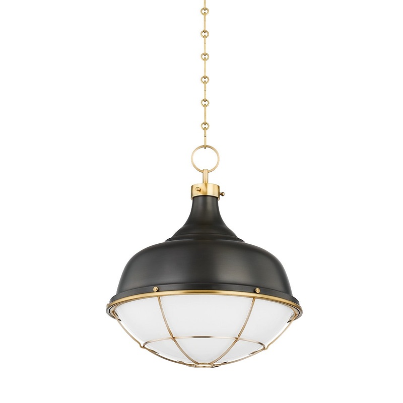 Hudson Valley MDS1502-AGB/DB Holkham One Light Pendant, Aged Brass