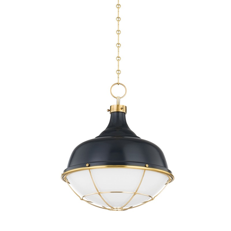 Hudson Valley MDS1502-AGB/DBL Holkham One Light Pendant, Aged Brass