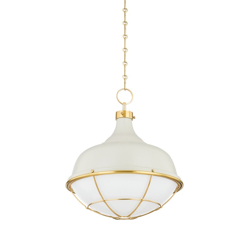 Hudson Valley MDS1502-AGB/OW Holkham One Light Pendant, Aged Brass