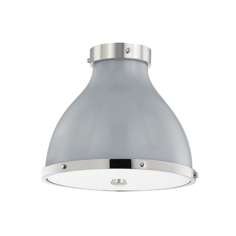 Hudson Valley MDS360-PN/PG Painted No. 3 Two Light Flush Mount, Polished Nickel/Parma Gray Combo (Discontinued)