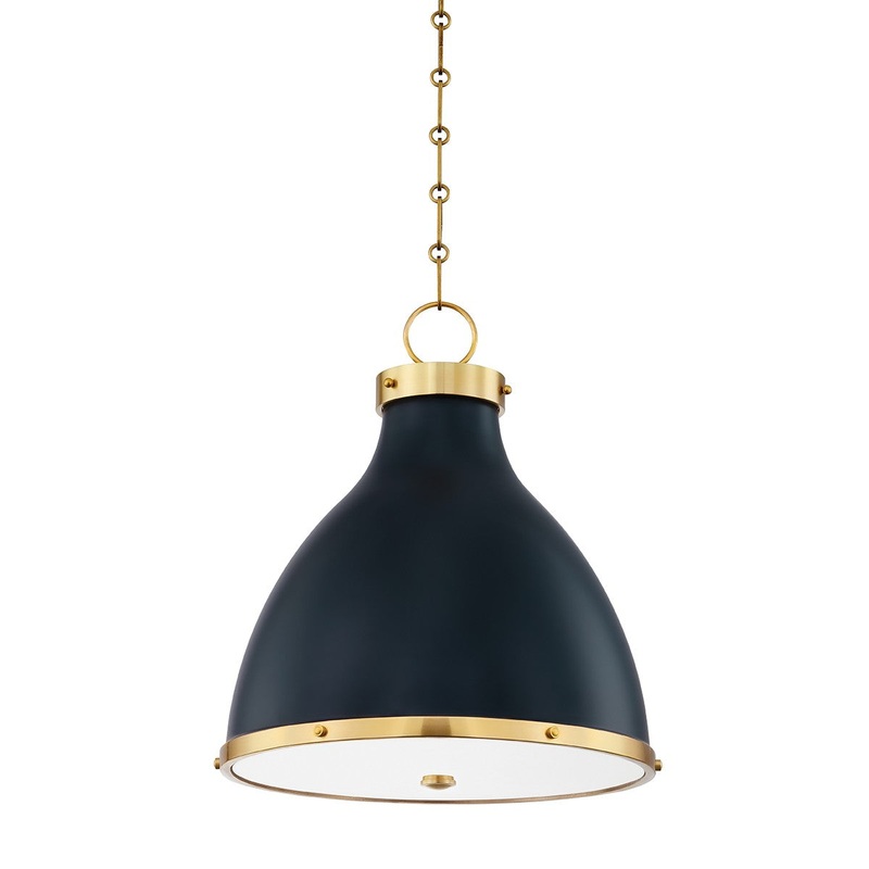 Hudson Valley MDS361-AGB/DBL Painted No. 3 Two Light Pendant, Aged Brass/Darkest Blue