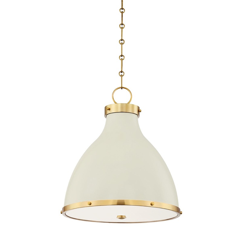 Hudson Valley MDS361-AGB/OW Painted No. 3 Two Light Pendant, Aged Brass/Off White