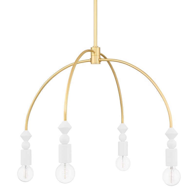 Mitzi H471804-AGB Flora Four Light Chandelier, Aged Brass