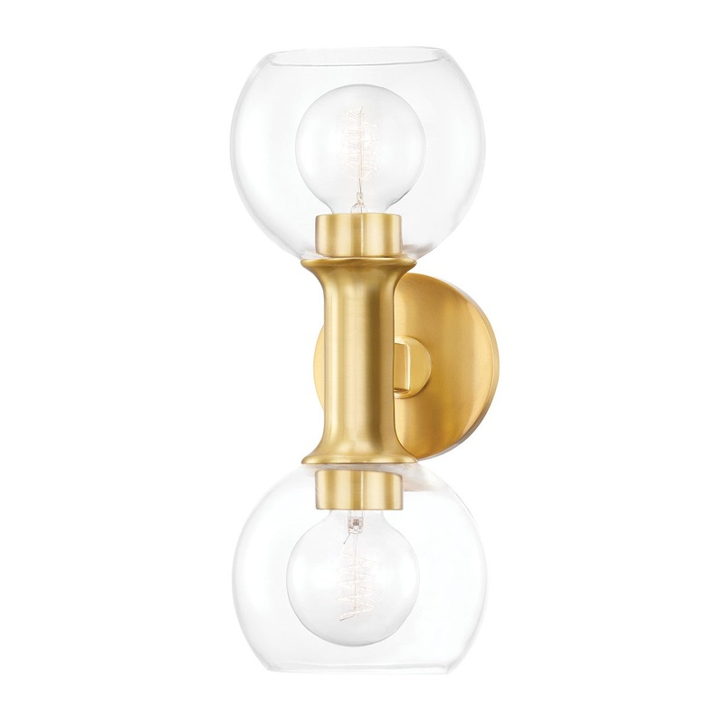 Mitzi H543302-AGB Leslie Two Light Bath Bracket, Aged Brass