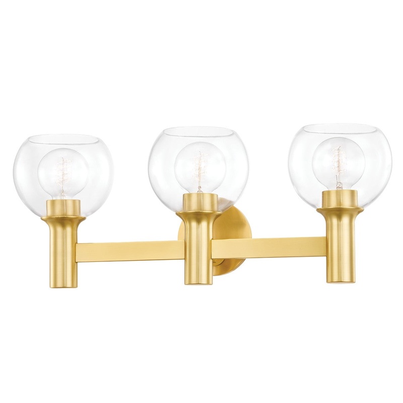 Mitzi H543303-AGB Leslie Three Light Bath Bracket, Aged Brass