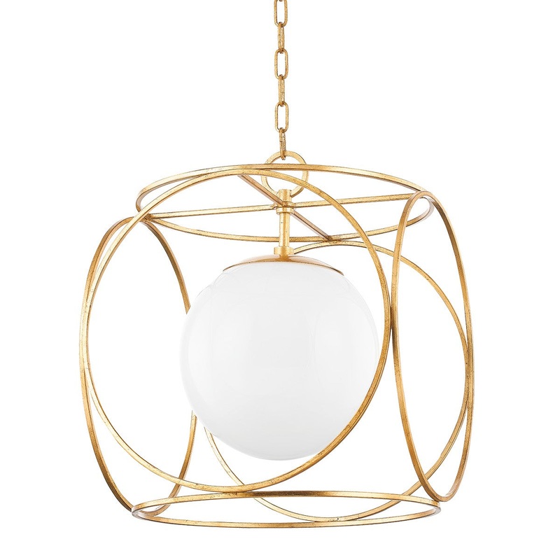 Mitzi H632701L-VGL Claire One Light Pendant, Vintage Gold Leaf