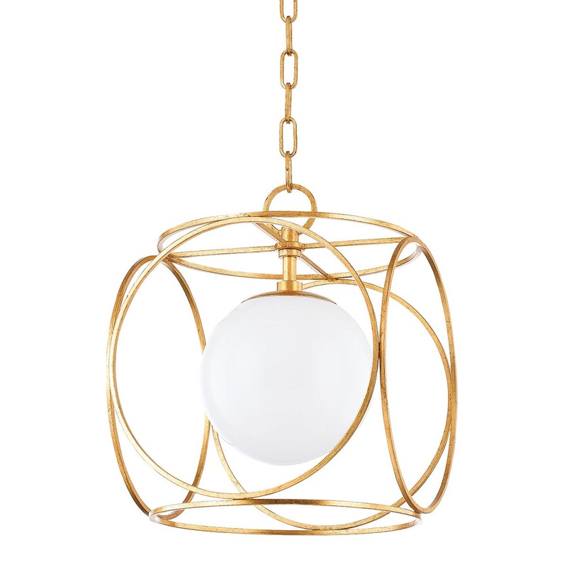 Mitzi H632701S-VGL Claire One Light Pendant, Vintage Gold Leaf