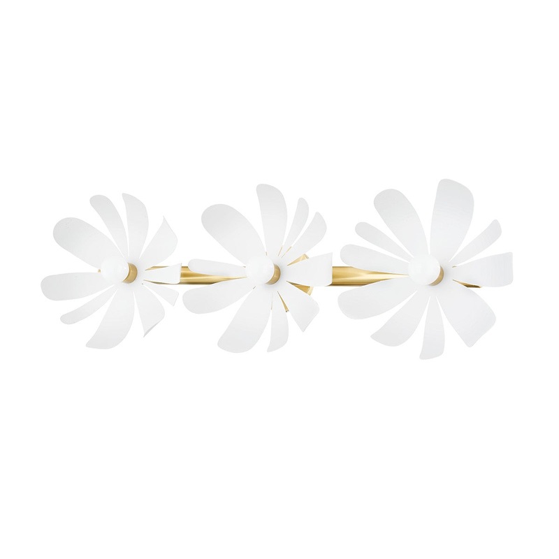 Mitzi H698303-AGB/TWH Twiggy Three Light Bath Sconce, Aged Brass/Textured White Combo