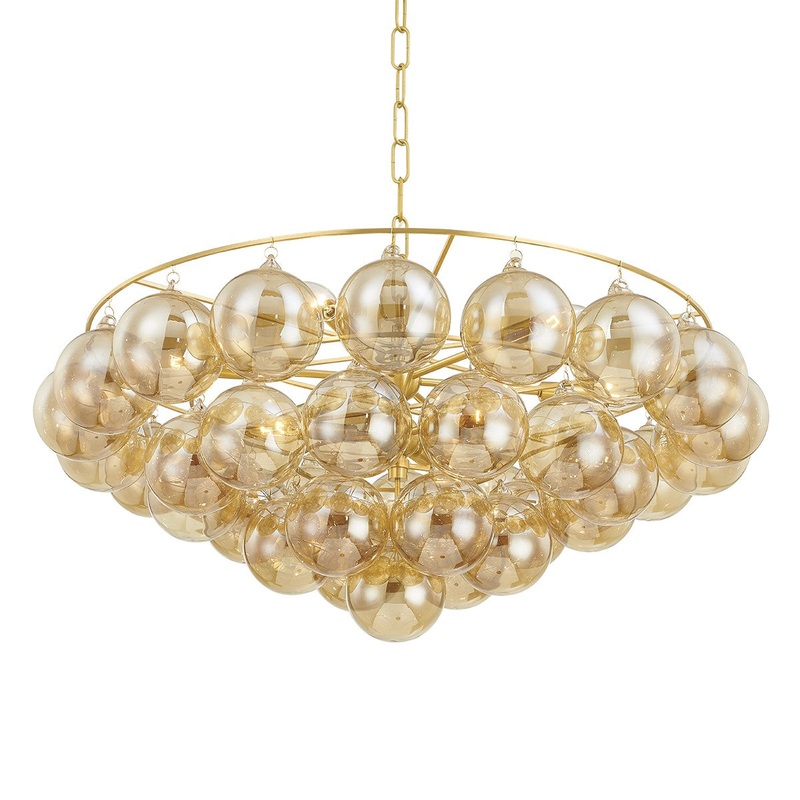 Mitzi H711809-AGB Mimi Nine Light Chandelier, Aged Brass