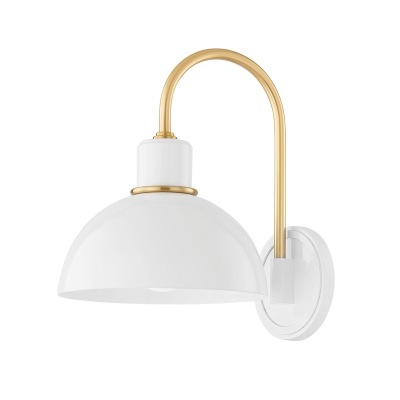 Mitzi H769101-AGB/GWH Camille One Light Wall Sconce, Aged Brass