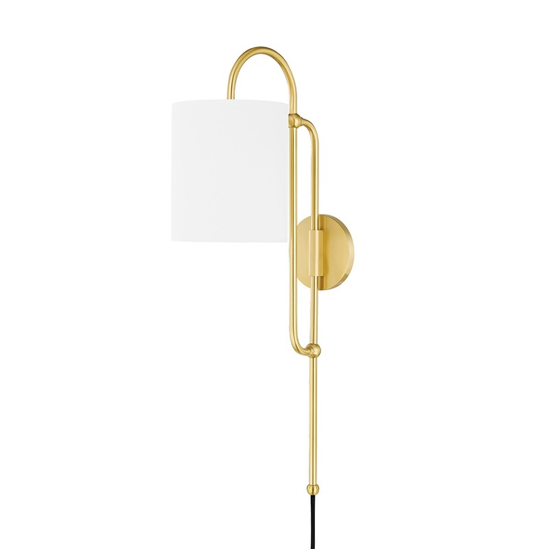 Mitzi HL641201-AGB Caroline One Light Wall Sconce, Aged Brass