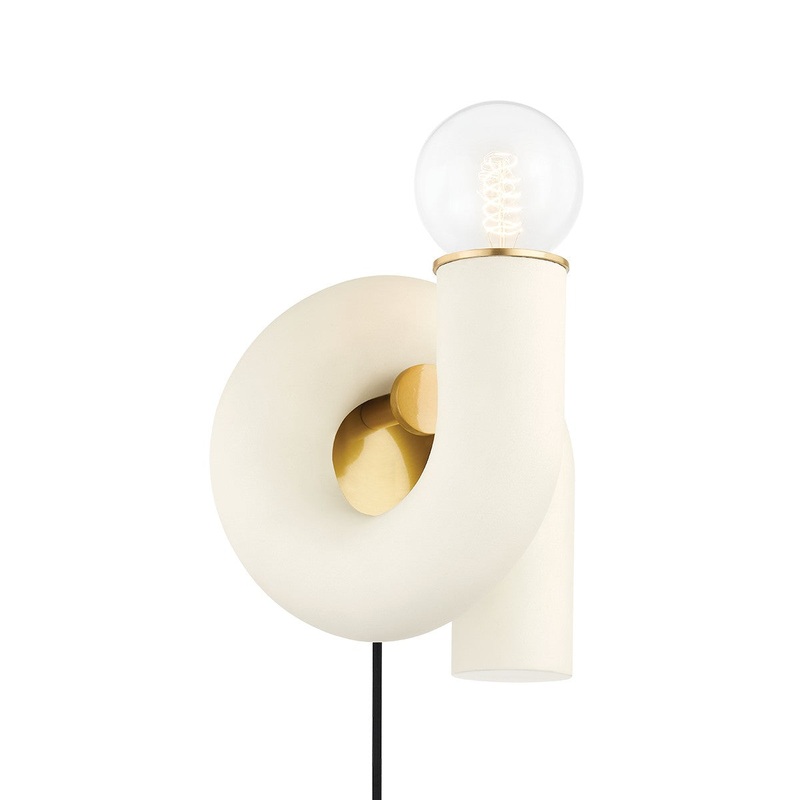 Mitzi HL725201-AGB/TCR Jolie One Light Portable Wall Sconce, Aged Brass