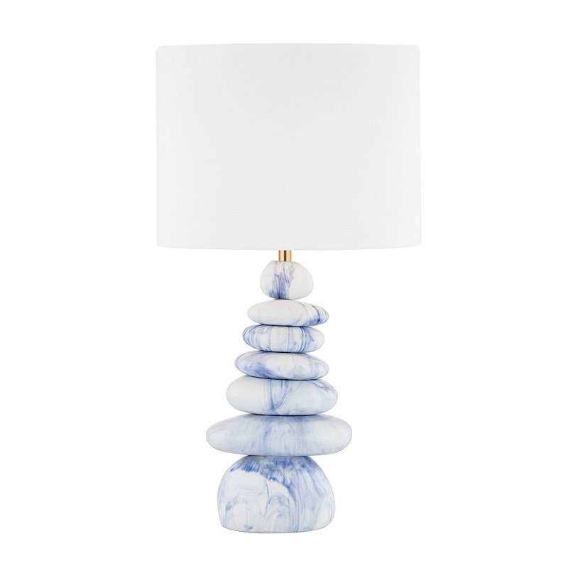 Hudson Valley L1736-AGB/CMB Fenton One Light Table Lamp, Aged Brass/Ceramic Marbled Blue (Discontinued)